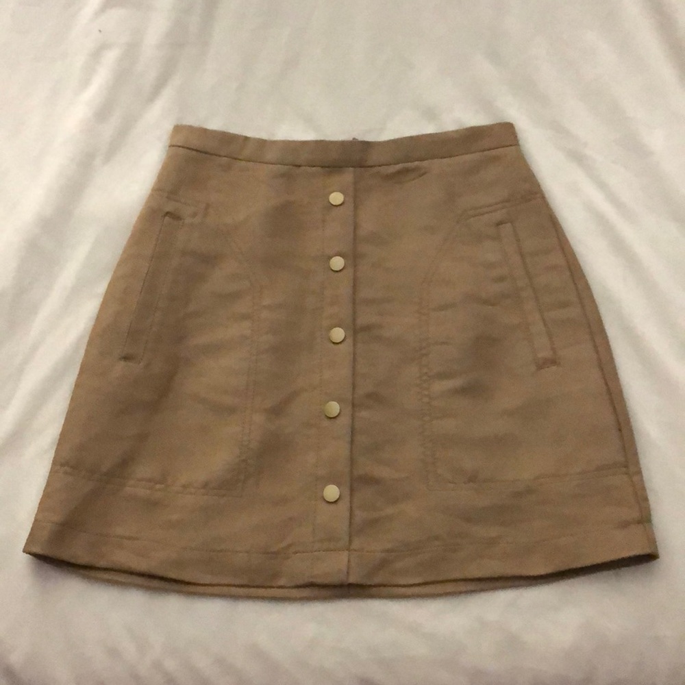Suede Skirt with Front Buttons